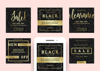 Black friday sale web banners for social media mobile apps.