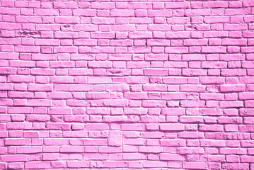 Pink brick wall, copy space, brick texture, background