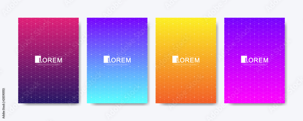 Aufkleber Abstract geometric pattern background with lines texture. Modern colorful abstract gradient pattern background for poster cover design web brochure leaflet flyer banner. Wave shapes bright gradient