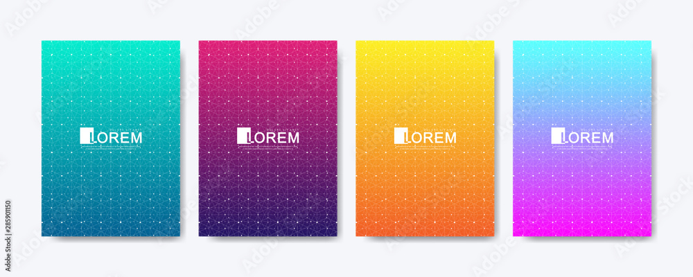 Poster Modern colorful abstract gradient lines pattern background cover design. Trendy vector template for web, brochure, leaflet, flyer, cover, banner, poster. Cool bright gradients. Vivid vibrant color