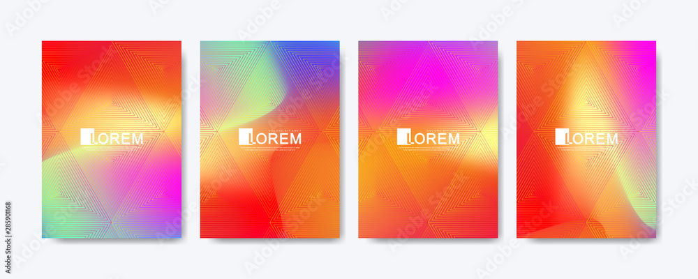 Aufkleber Abstract geometric pattern background with lines texture. Modern colorful abstract gradient pattern background for poster cover design web brochure leaflet flyer banner. Wave shapes bright gradient