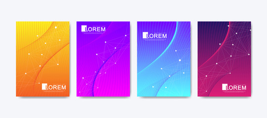 Abstract geometric pattern background with lines texture. Modern colorful abstract gradient pattern background for poster cover design web brochure leaflet flyer banner. Wave shapes bright gradient