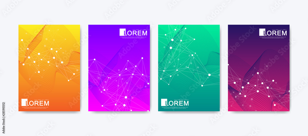 Poster Modern colorful abstract gradient lines pattern background cover design. Trendy vector template for web, brochure, leaflet, flyer, cover, banner, poster. Cool bright gradients. Vivid vibrant color