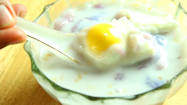 dumplings in coconut cream or Buo Loi , Thai famous dessert