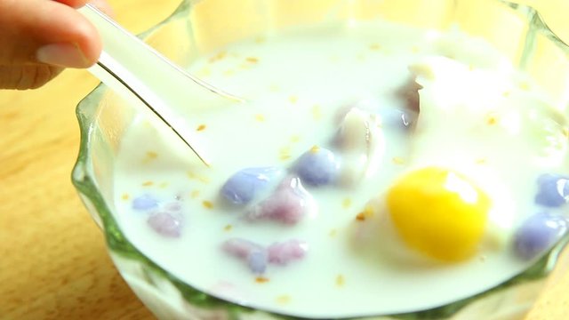 dumplings in coconut cream or Buo Loi , Thai famous dessert