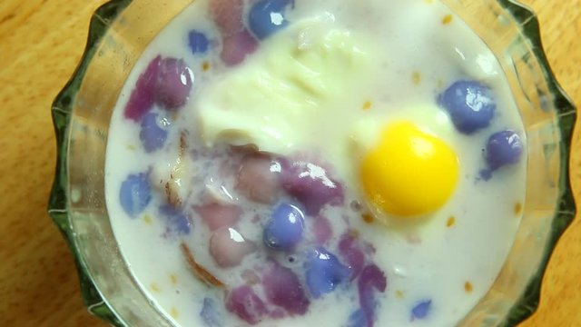 dumplings in coconut cream or Buo Loi , Thai famous dessert