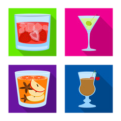 Isolated object of liquor and restaurant logo. Collection of liquor and ingredient stock vector illustration.
