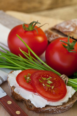 Savoury Snack With Bread And Tomatoes