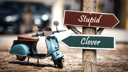Street Sign Clever versus Stupid