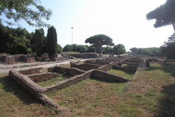 Fototapeta na wymiar Rome, Italy - August 25, 2019: The archaeological site of Ostia Antica