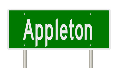 Rendering of a green highway sign for Appleton Wisconsin