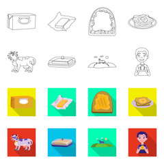 Vector design of creamy and product sign. Set of creamy and farm vector icon for stock.