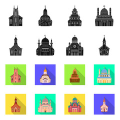 Isolated object of cult and temple logo. Collection of cult and parish stock symbol for web.