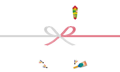 熨斗紙 梅 花結び Japanese Traditional Wrapping Paper Ume Wall Mural Mimai Mig