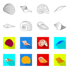 Isolated object of animal and decoration sign. Collection of animal and ocean stock vector illustration.