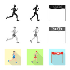Vector illustration of sport and winner symbol. Set of sport and fitness vector icon for stock.
