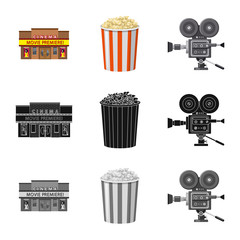 Isolated object of television and filming logo. Set of television and viewing vector icon for stock.