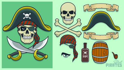 Pirate Elements for creating mascot and logo