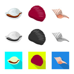 Vector design of animal and decoration symbol. Set of animal and ocean vector icon for stock.