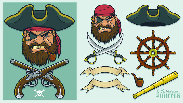 Pirate Elements for creating mascot and logo