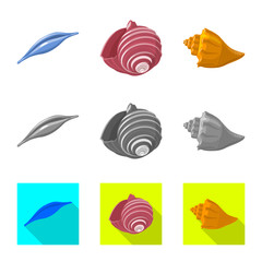 Obraz premium Vector illustration of animal and decoration symbol. Set of animal and ocean vector icon for stock.