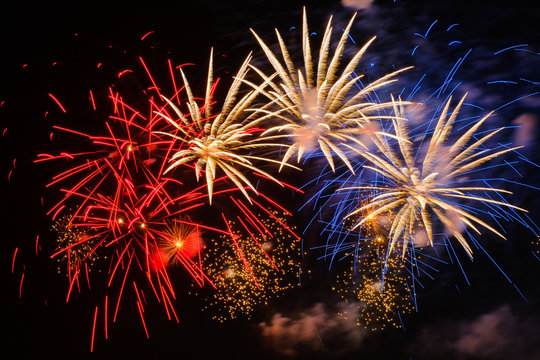 Colorful Fireworks In Night Sky