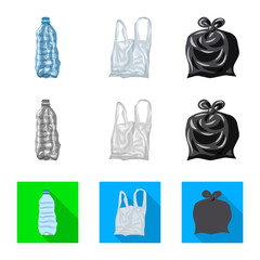 Isolated object of refuse and junk logo. Set of refuse and waste stock symbol for web.