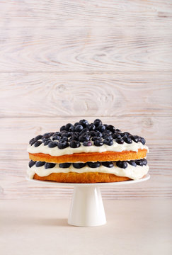 Blueberry and cream filling sandwich cake
