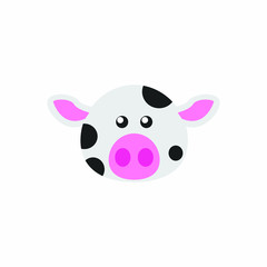 Avatar of a cow on a white background, cartoon cow logo vector mascot character avatar download
