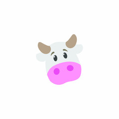Avatar of a cow on a white background, cartoon cow logo vector mascot character avatar download