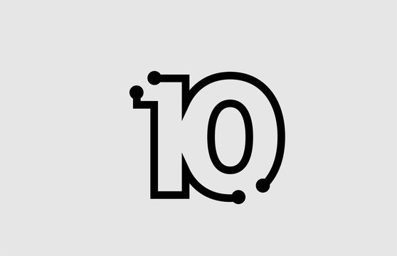 number 10 logo design with line and dots