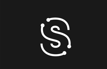 Obraz premium alphabet letter S black and white logo design with line and dots