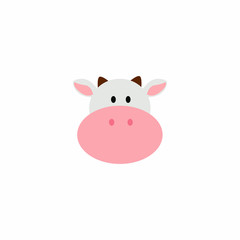Avatar of a cow on a white background, cartoon cow logo vector mascot character avatar download