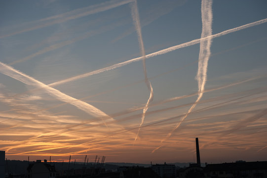 Chemtrail Sky at sunset