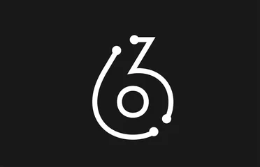 Fotobehang 6 number black and white logo design with line and dots © dragomirescu