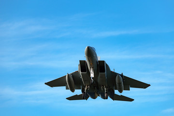 着陸態勢の戦闘機