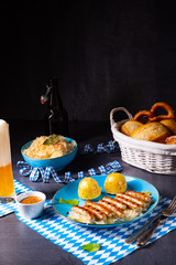 thuringian bratwurst with sauerkraut and dumplings