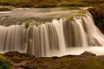 Long exposure photo of waterfall, view of the beautiful waterfall in nothern Iceland, Europe.