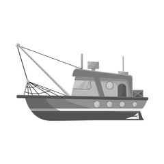 Obraz premium Vector illustration of ship and sailboat icon. Collection of ship and cargo stock vector illustration.