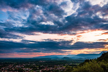 Stormy sunset in the italian countryside