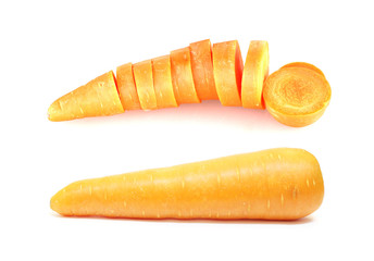 Set of carrot slices isolated on white background.