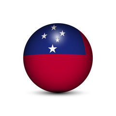 Flag of Samoa in the form of a ball isolated on white background.