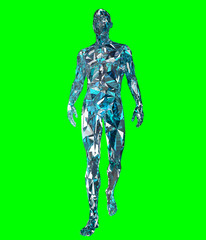 Abstract crystal diamond man calmly walks