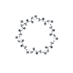  Watercolor set with gray vintage flowers, leaves and twigs. Ideal for cards and invitations.