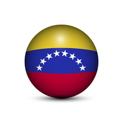 Flag of Venezuela in the form of a ball isolated on white background.