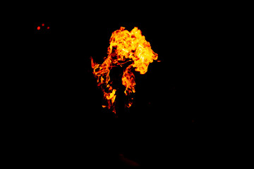 Fire. The fire is very hot. Don't play with it. Flames in the dark