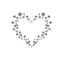  Watercolor set with gray vintage flowers, leaves and twigs. Ideal for cards and invitations.