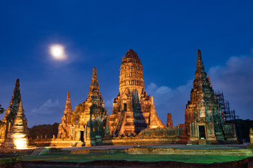 Wat Chaiwatthanaram temple in Ayuthaya Historical Park, a UNESCO world heritage site in Thailand