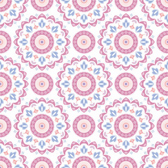 Abstract flower seamless pattern. Oriental floral shapes on white background.