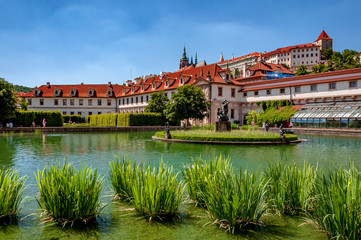 Fototapeta na wymiar Wallenstein gardens with baroque palace in Prague, the home of Czech Senate. Prague, Czech Republic